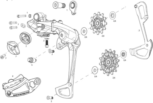 Sram schaltwerk xx1 eagle rear derail. xx1 eagle 52t lunar grey