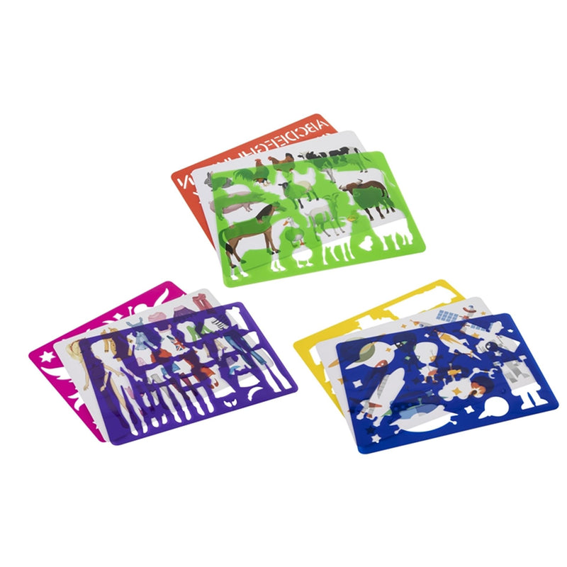 ギャラリービューアに画像をロードする, Grafix tekensjablonen stencils pak a 2 stuks 32x21,5cm

