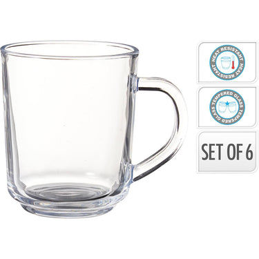 Excellent houseware theeglas gehard glas set van 6 stuks