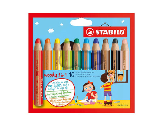 Stabilo woody potloden - 3 in 1 - set van 10