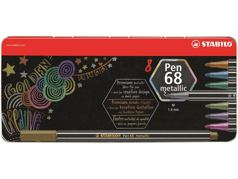 Load image into Gallery viewer, Stabilo pen 68 metallic etui 8 kleuren
