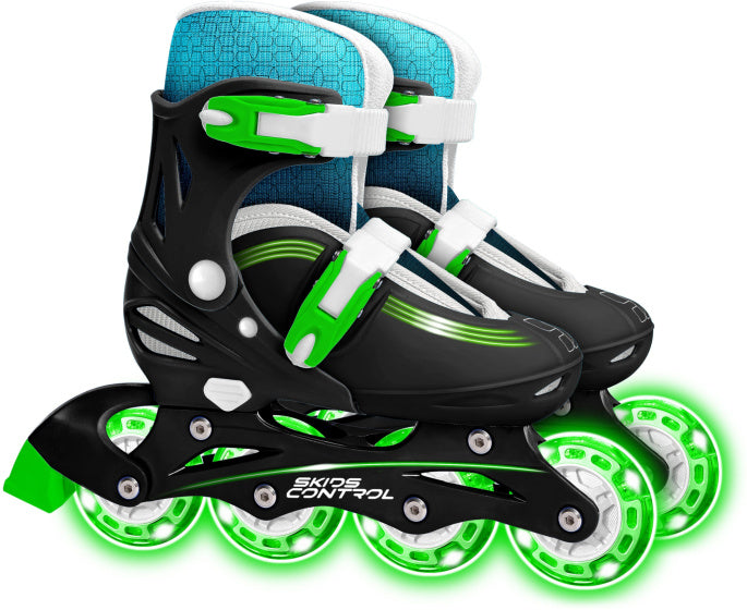 Load image into Gallery viewer, inline skates hardboot verstelbaar zwart maat 30-33
