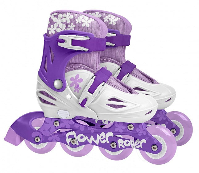 Load image into Gallery viewer, inline skates verstelbaar paars wit maat 30 33
