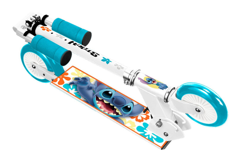 Load image into Gallery viewer, Disney stitch 2-wiel kinderstep opvouwbaar voetrem wit petroblauw
