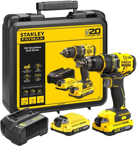 Stanley powertools stanley fatmax sfmcd720d2k v20 18v bl schroefboor | 2x 2.0ah - sfmcd720d2k-qw