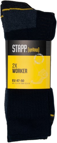 ギャラリービューアに画像をロードする, Stapp yellow worker 2-pack sokken 4415 | 699 zwart | maat 46 - 38.134.007.02
