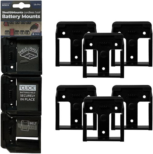 Afbeelding laden in galerijviewer, Stealthmounts batterijhouders voor bosch 18v | zwart | 6 stuks - bm-bo18-6
