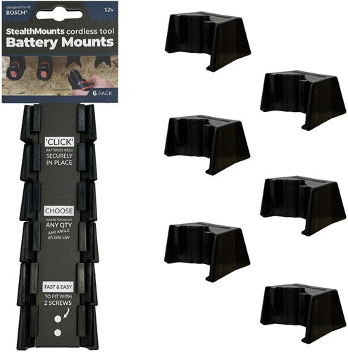 Load image into Gallery viewer, Stealthmounts bm-bo108-blk-6 accuhouder voor bosch 10.8 12v | zwart | 6-pack - bm-bo108-blk-6
