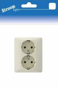 Stroomlijn inbouw stopcontact ra peha dubbel creme - 6602016