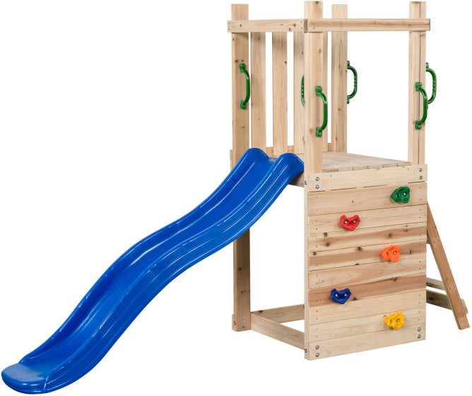 Load image into Gallery viewer, SwingKing Mari Speeltoestel met Glijbaan Hout Naturel Blauw
