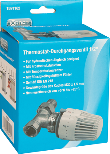 Cornat thermostat radiatorkraan recht 1 2 - t591102