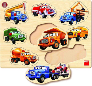 Dinotoys dino puzzel - houten tatra vormenpuzzel - 8 stukjes