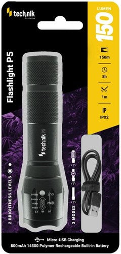 Enzo technik led zaklamp oplaadbaar zoom 150 lumen - 5720100