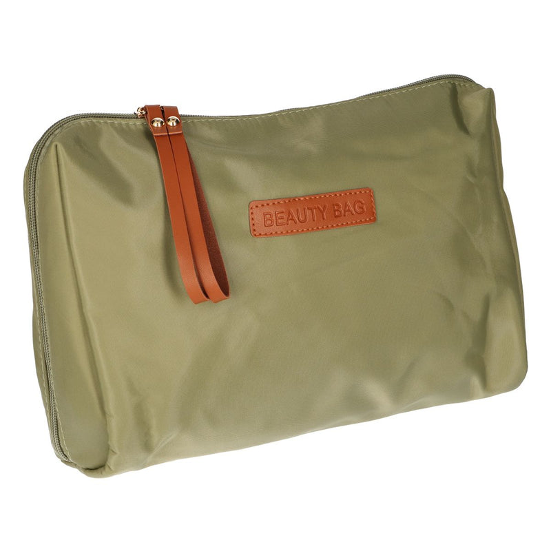 Load image into Gallery viewer, Traveller toilettas beauty bag groen bruin 30cm x 20cm
