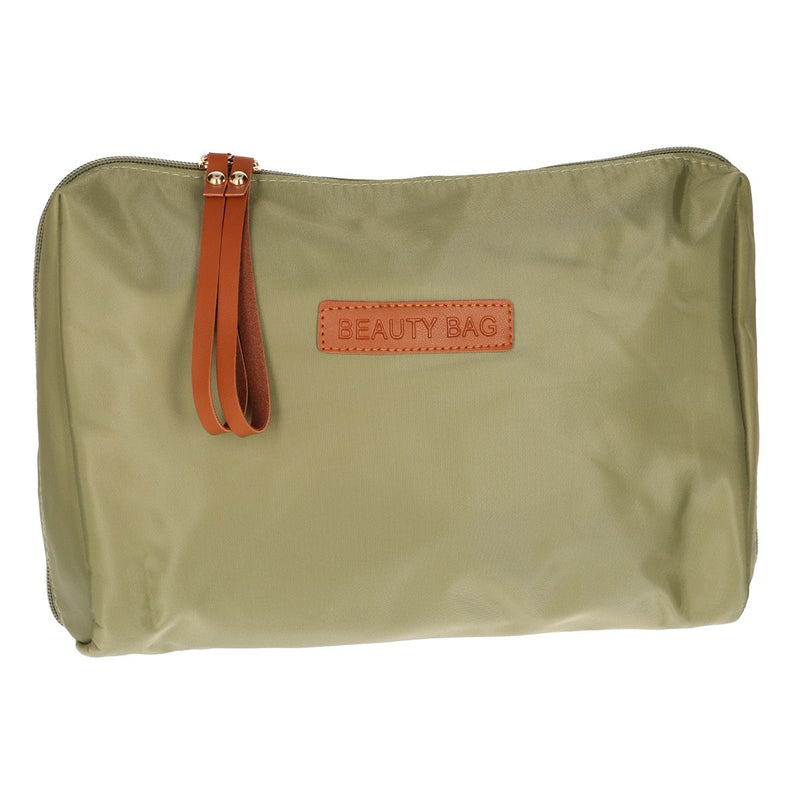 Load image into Gallery viewer, Traveller toilettas beauty bag groen bruin 30cm x 20cm

