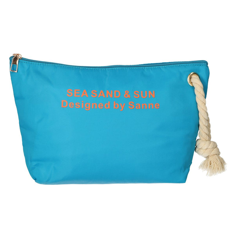 Load image into Gallery viewer, Traveller toilettas sea, sand sun blauw oranje 30cm x 19.5cm
