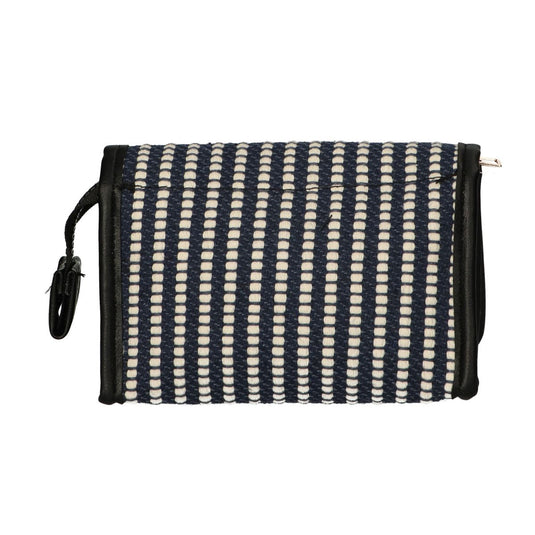 Traveller spiegeltas stripe blauw creme 16.5x11cm