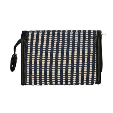 Traveller spiegeltas stripe blauw creme 16.5x11cm