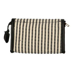 Traveller spiegeltas stripe zwart creme 16.5x11cm