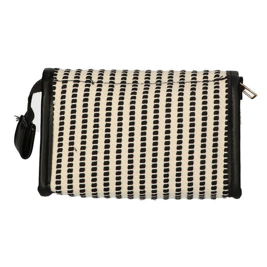 Traveller spiegeltas stripe zwart creme 16.5x11cm