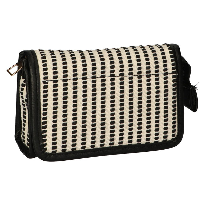 Load image into Gallery viewer, Traveller spiegeltas stripe zwart creme 16.5x11cm
