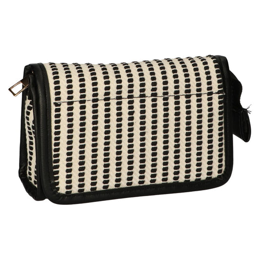 Traveller spiegeltas stripe zwart creme 16.5x11cm