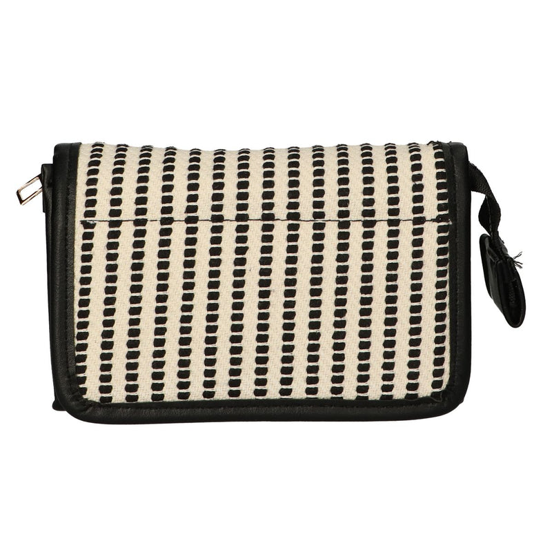 Load image into Gallery viewer, Traveller spiegeltas stripe zwart creme 16.5x11cm
