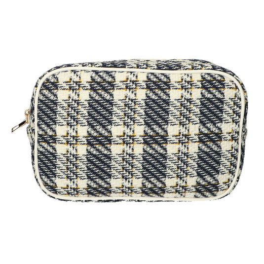 Traveller toilettas box tweed ruit 26x16cm