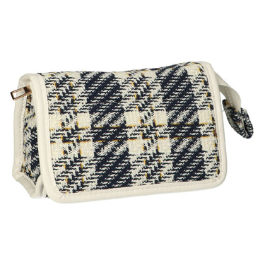 Traveller spiegeltas tweed ruit 16.5x11cm