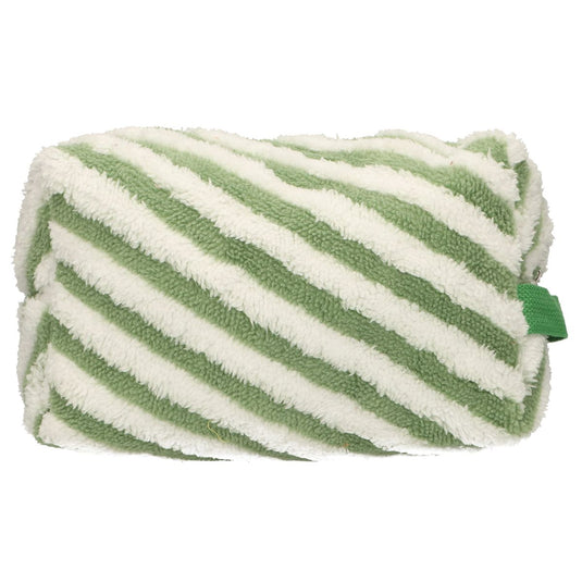 Traveller toilettas badstof stripe groen 23cm x 13cm