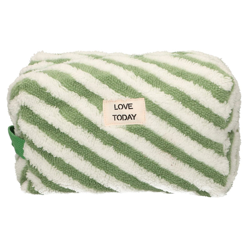 Afbeelding laden in galerijviewer, Traveller toilettas badstof stripe groen 23cm x 13cm
