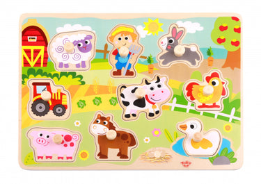 Tooky toy Educatieve Houten Vormenpuzzel Boerderij 10-delig