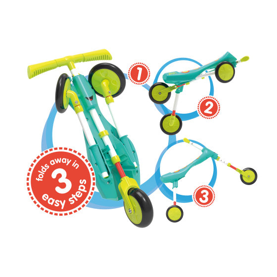 Load image into Gallery viewer, The bugs scuttlebug xl splodge loopfiets met 3 wielen junior turquoise groen
