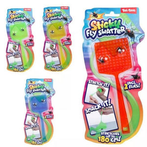 Toi-toys fun rekbare kleverige vliegenmepper 2x vlieg 4 assorti