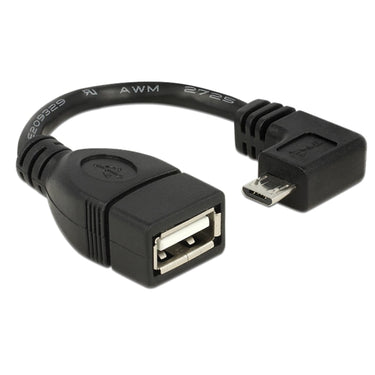 Delock micro usb-b > usb-a 2.0 adapter (zwart, 0,11 meter)