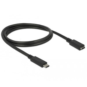 Delock superspeed usb-c 3.1 gen1 male>female verlengkabel (zwart, 1 meter)