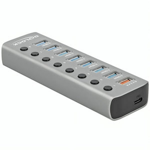 Delock usb 3.2 gen 1 hub met 7 poorten usb-hub (grijs)