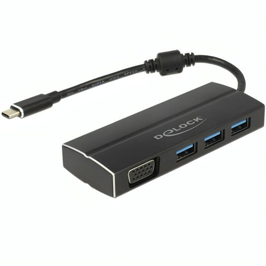 Abi usb c naar a + vga hub - 4 poorten