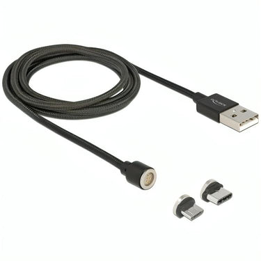 Delock magnetische usb data- en laadkabel set voor micro usb usb type-c (zwart, 1,1 meter)