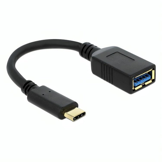 Delock superspeed usb-c 3.1, gen 1 male > usb-a female adapter (zwart, 0,15 meter)