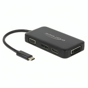 Delock usb-c > vga hdmi dvi displayport adapter (zwart, 0,15 meter)