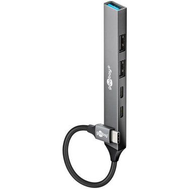 Goobay slanke usb-hub met 5 poorten, usb-c naar usb-c usb-a, 5 gbit s (lichtgrijs)