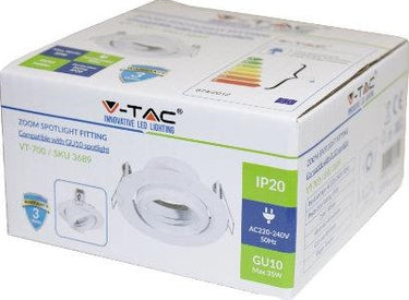 V-tac inbouw spot verstelbaar 50mm rond wit 5013315