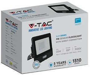 Load image into Gallery viewer, V-tac led bouwlamp 20w 3000k zwart met sensor + kabelinvoer - 9335210

