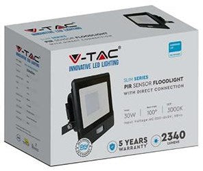 Load image into Gallery viewer, V-tac led bouwlamp | 30w | 3000k | ip65 | met sensor | body zwart - 9335220
