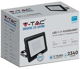 Load image into Gallery viewer, V-tac led bouwlamp 30w 6500k zwart + kabelinvoer - 9332125
