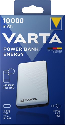 Load image into Gallery viewer, Enzo varta powerbank 10.000ma zilver + led indicatie usb en usb-c - 3509010
