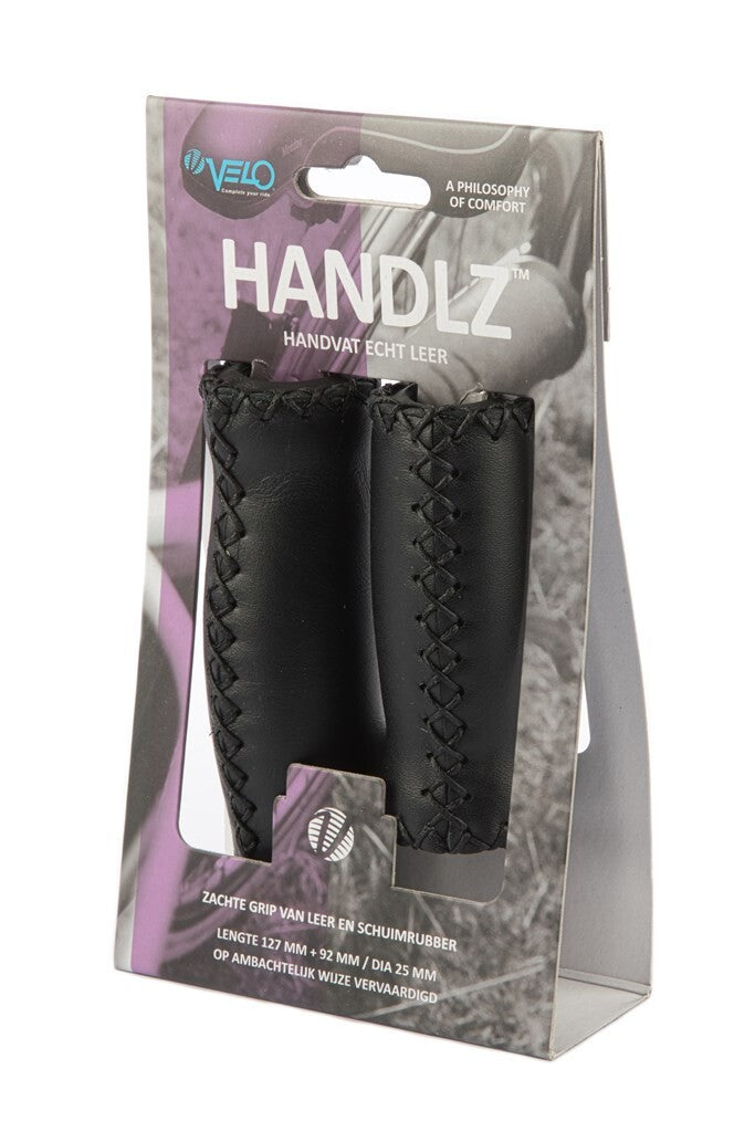Load image into Gallery viewer, Velo Handvat Leer 92 127mm Zwart (paar)
