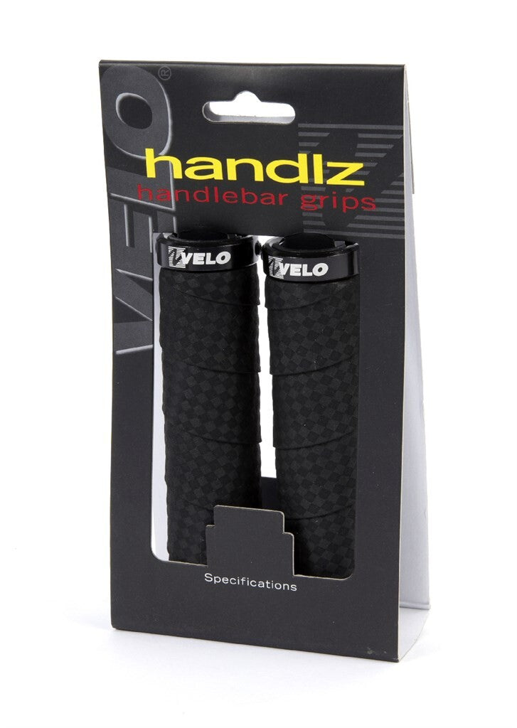 Load image into Gallery viewer, Velo Handvatten visegrip alu met gel 129 129mm zwart op kaart
