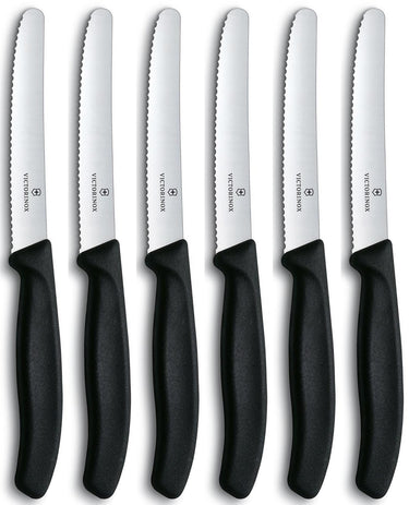 Victorinox tafelmes 6 stuks zwart krom heft